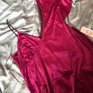 Ruby Red Asymmetrical Velvet Dress